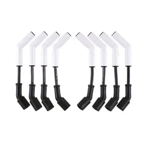 ACCEL 9070C CERAMIC WIRE KIT GEN4 LS; Pre Assembled; White; 8 Mm Diameter; Silicone; Ferro-Spiral Core; 135 Degree Ceramic Spark Plug Boots; 500 Ohms