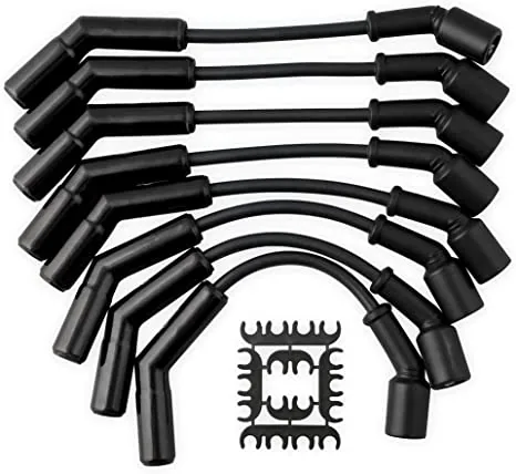 ACCEL 9070CK Spark Plug Wire Set; Extreme 9000 Series; Pre Assembled; Black; 8 Mm Diameter; Silicone; Ferro-SpiralCore; 135 Degree Ceramic Spark Plug