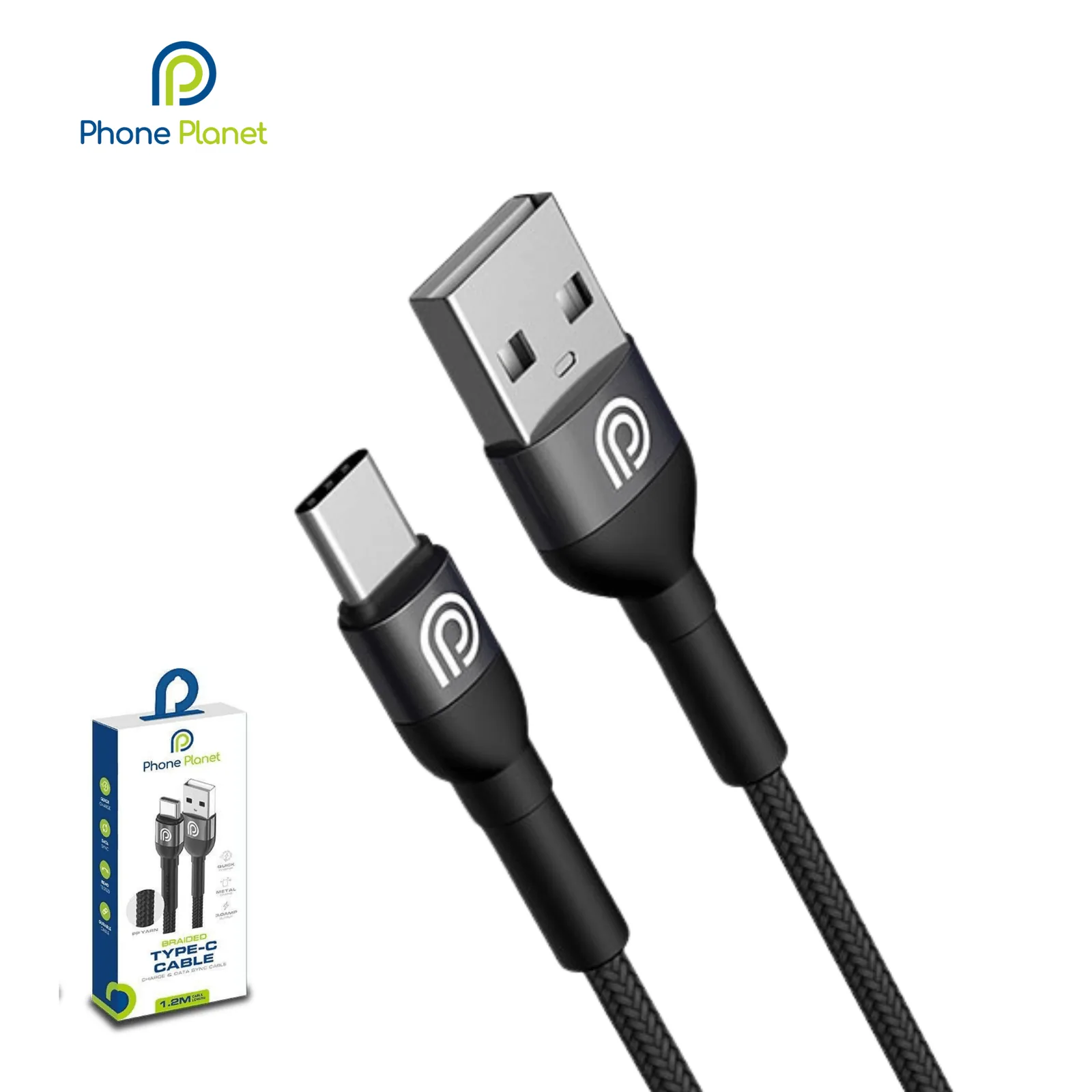USB-A to Type-C Cable (Braided Cable) 5V/3A-1.2M/2M